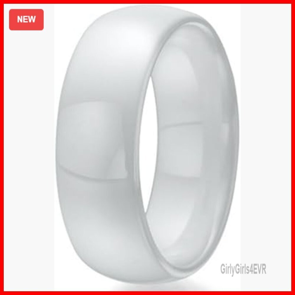 8mm Ceramic Wedding Band Ring Size 9 Hypoallergenic Comfort Fit